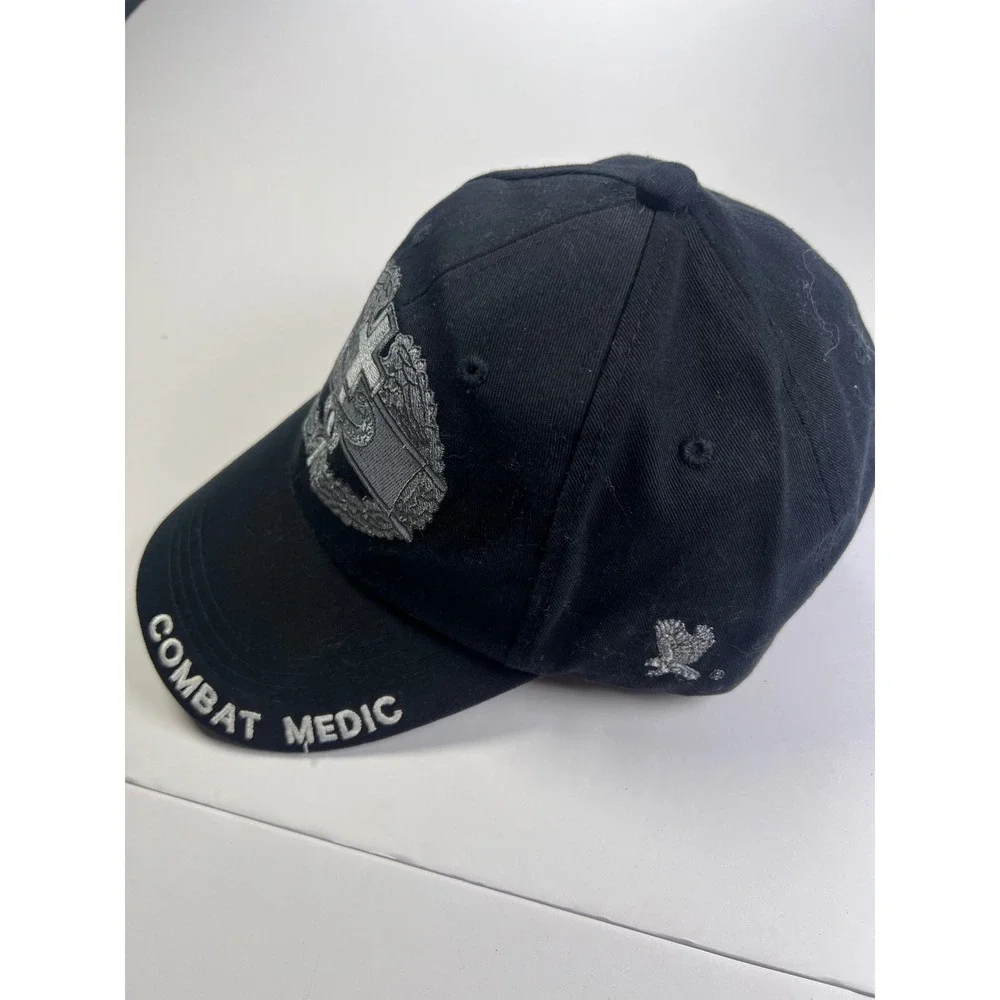 Eagle Crest Combat Medic Hat Mens OSFM Black Embroidered Military Badge Cap